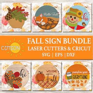 秋のドアハンガー SVG バンドル Glowforge レーザーカット ファイル Cricut SVG バンドル 秋の svg ドアハンガー svg 玄関の看板