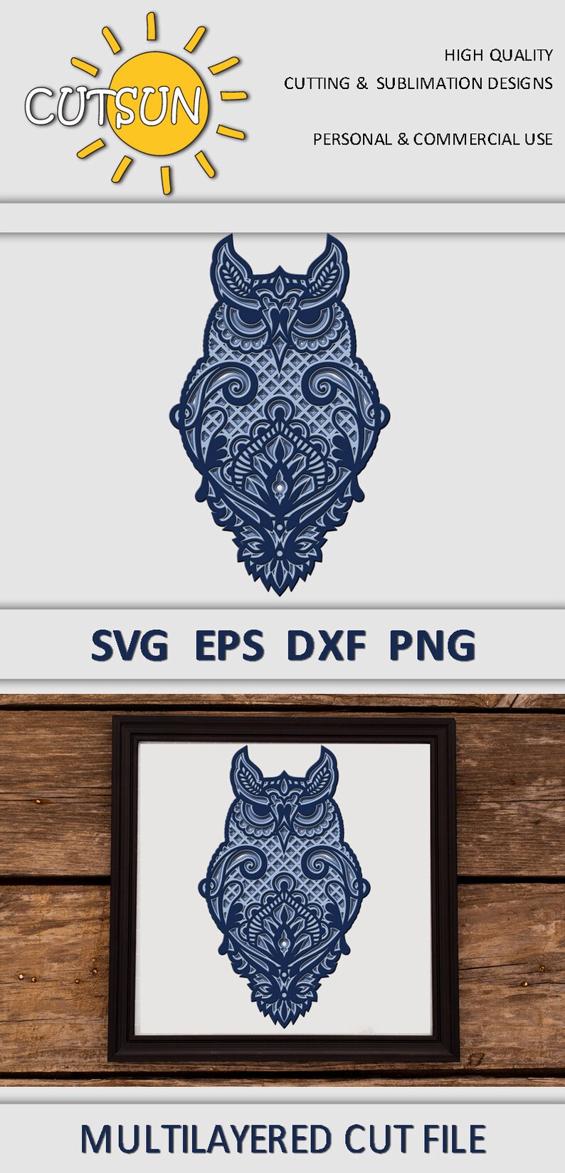 Dxf Glowforge Dxf 4 Layers Laser Cut File 3d Layered Owl Mandala Svg Eps Embellishments Craft Supplies Tools Kientructhanhdat Com