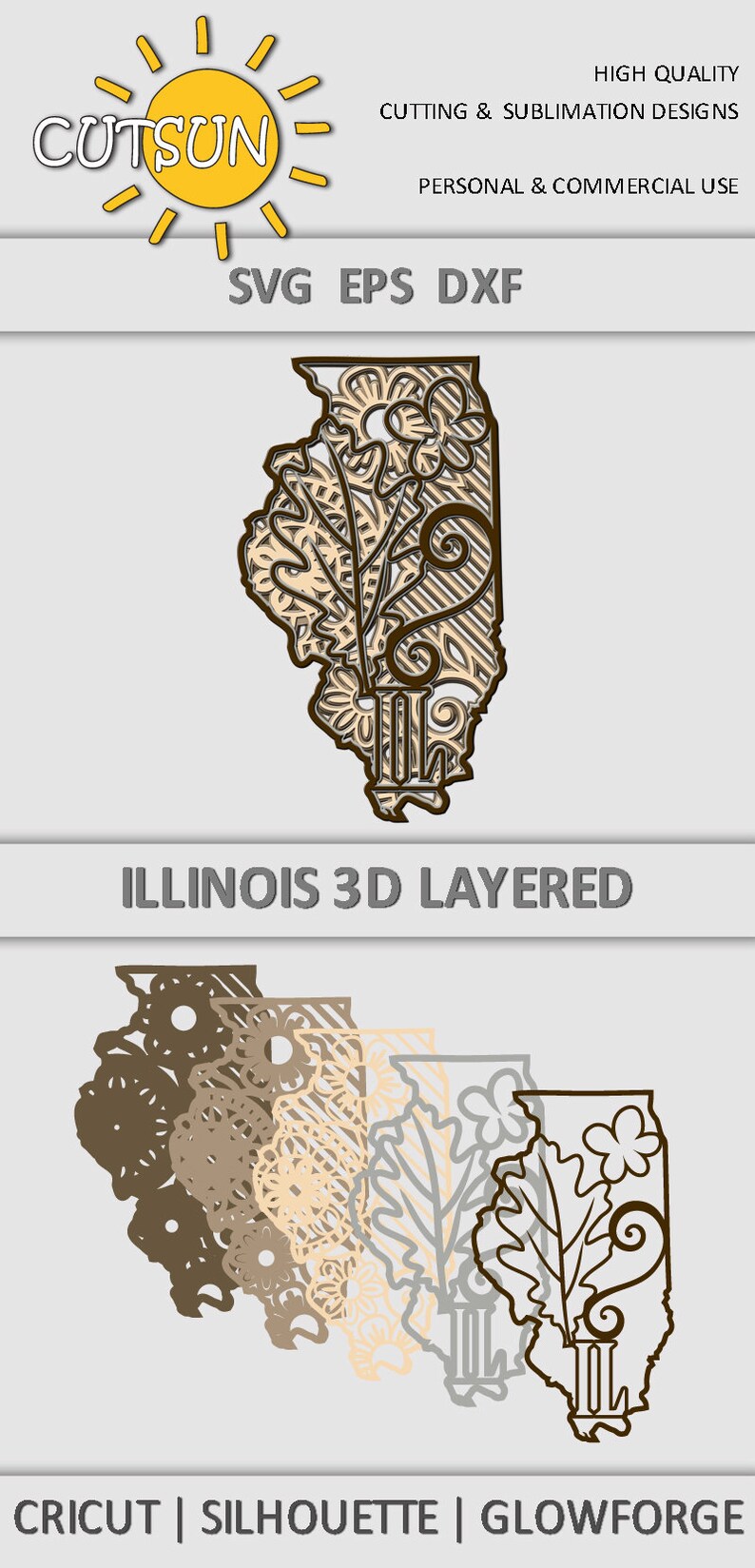 Download 3d Layered Dxf Laser Cut Commercial Use Glowforge Layered 3d Mandala Illinois State Svg 5 Layers Cricut Glowforge Svg Silhouette Clip Art Image Files Embellishments Startfi Io
