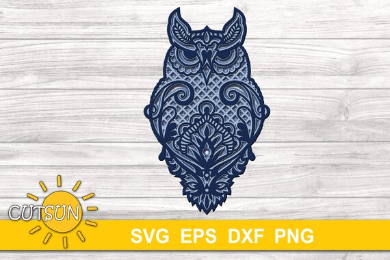 Download 3d Layered Owl Mandala Svg 4 Layers Dxf Eps Glowforge Etsy