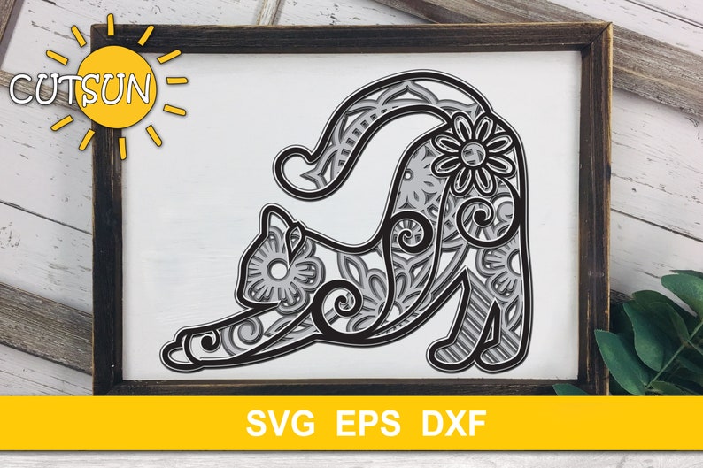 3D Layered Mandala Cat SVG 5 layers cut file | Etsy