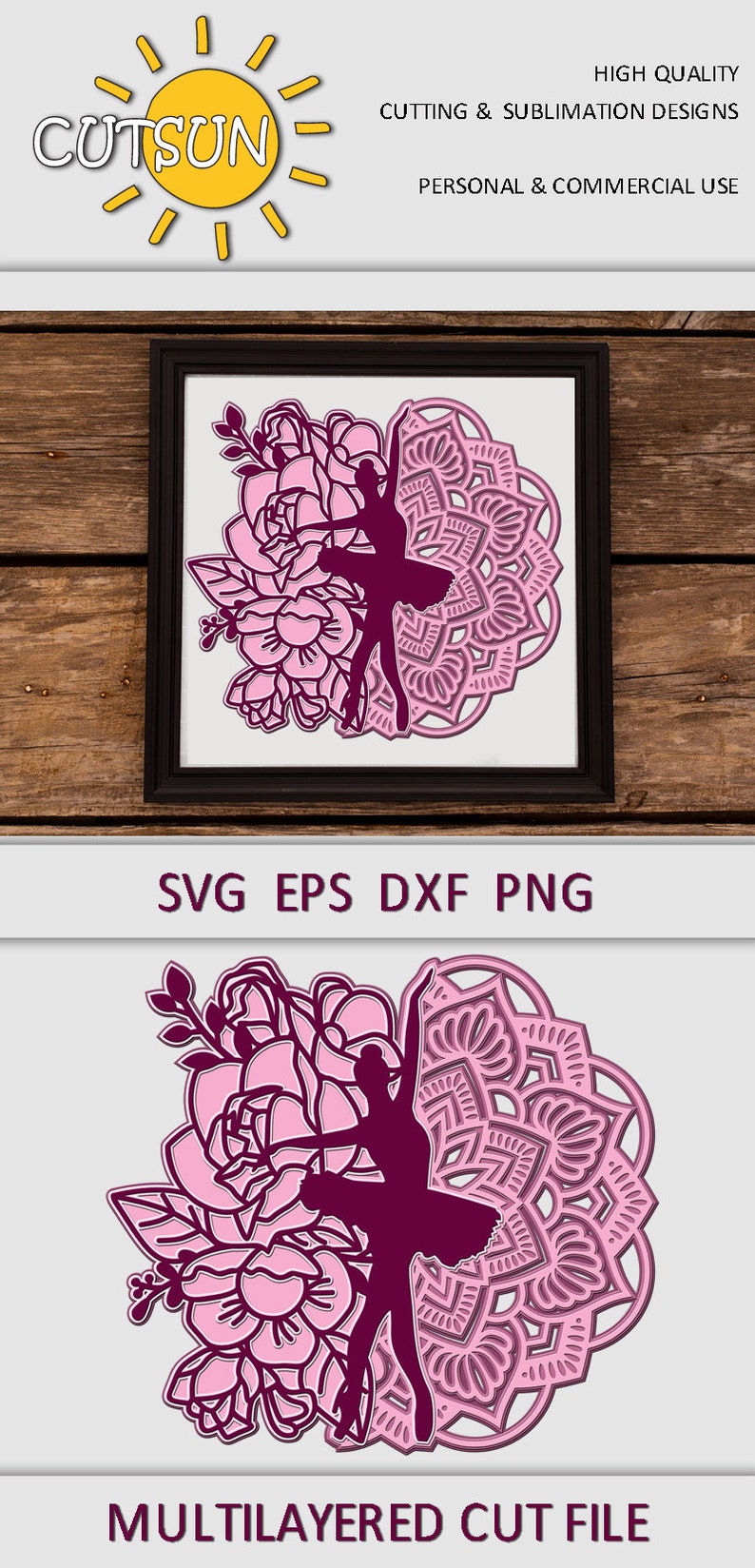 Download Dancer SVG Glowforge svg 3D Layered Mandala Ballerina SVG ...