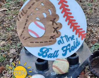 Baseball Door Hanger SVG | Softball Sign SVG | Laser Cut File | Cricut SVG