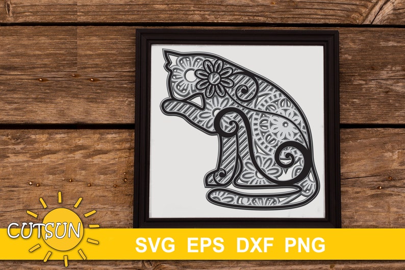 Download 3D Layered Mandala Cat 2 3D layered DXF laser cut SVG 5 | Etsy