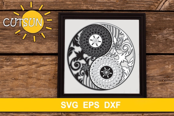 Download 3d Yin Yang Layered Mandala Svg 6 Layers Cut File Glowforge Etsy