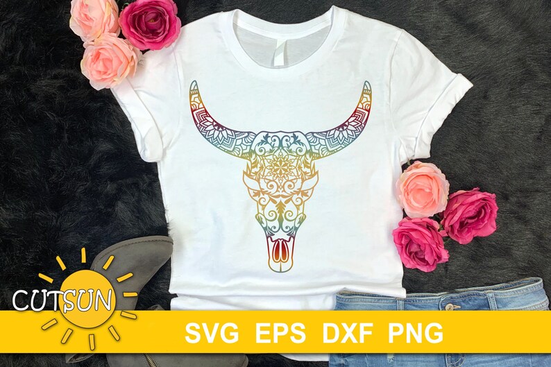 Download Cow skull SVG Mandala Cow skull SVG vector cutting file | Etsy