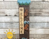 Wild Horses Porch Sign SVG | Interchangeable Rustic Add-On for Vertical Leaner Welcome Sign | Wild & Free Horse Laser Cut File
