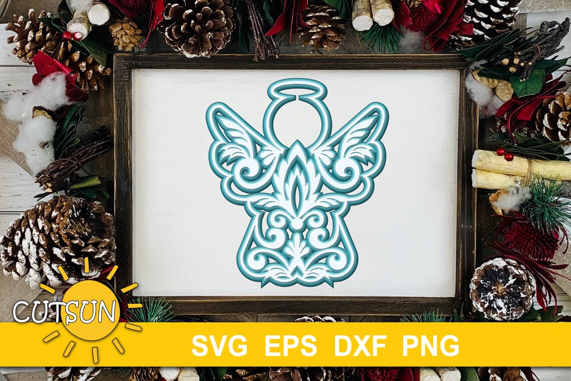 Download 3D Layered Mandala Angel SVG 5 layers cut file Set of two ...