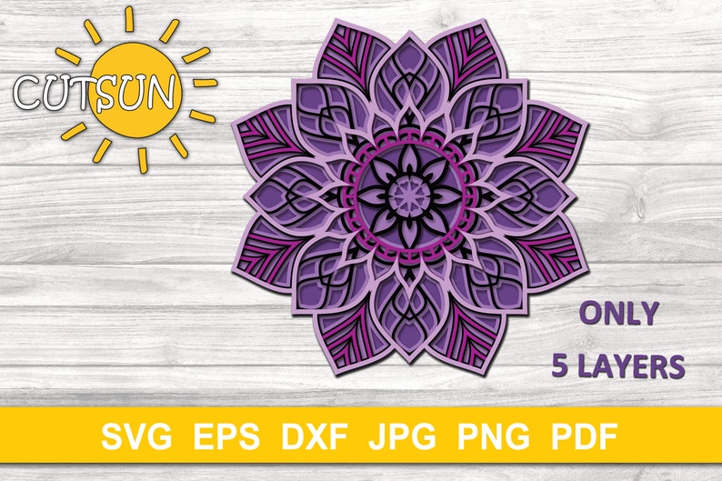 Download Mandala SVG Layered 3D Mandala SVG 5 layers | Etsy