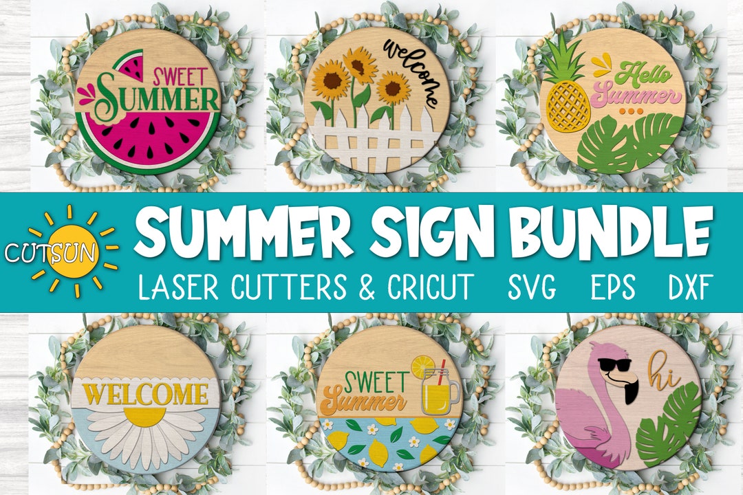 Summer Door Hanger SVG Bundle Glowforge Laser Cut File Cricut SVG ...