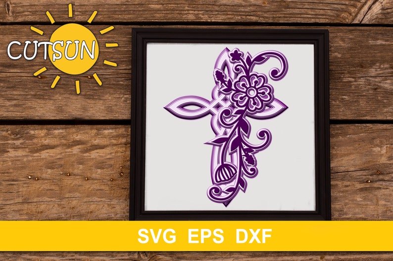 Download 3D Layered Cross SVG Multilayered Cross Floral SVG | Etsy