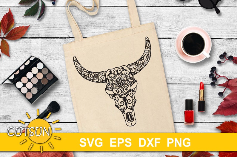 Download Crâne de vache SVG Mandala Cow skull SVG vector cutting ...
