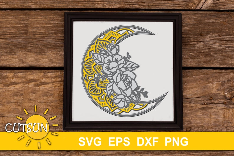 Download 3D layered Mandala Moon SVG 3d Layered Floral mandala Moon ...