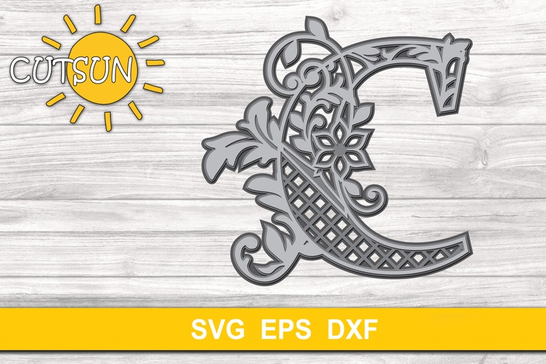 Download Clip Art Cricut Svg Silhouette Svg Laser Cut Template 3d Alphabet Layered Mandala C 3 Layers Svg Eps Dxf Glowforge Svg Art Collectibles