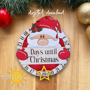 Conto alla rovescia di Natale SVG Conto alla rovescia di Babbo Natale SVG Giorni fino a Natale Svg Conto alla rovescia per Natale Svg Ornamento natalizio svg File tagliato al laser