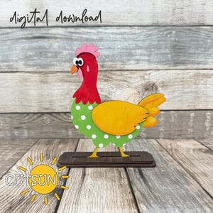 Interchangeable Chicken Shelf Sitter SVG – Laser Cut File for Farmhouse Chicken Base – Works with Add-Ons from Goose / Chicken Door Hanger