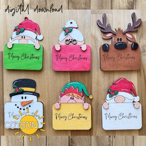 Lot de 2 titulaires de cartes-cadeaux de Noël Svg Père Noël renne Svg elfe Svg nain Svg bonhomme de neige Svg mignons porte-cartes cadeau svg Fichier découpé au laser