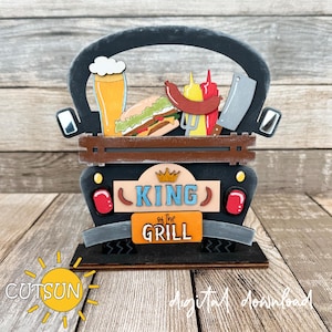 Complemento SVG de King of the grill para camión de granja intercambiable / Día del padre svg / Decoración de puerta de Grill Master / Decoración de estantes / Archivo cortado con láser
