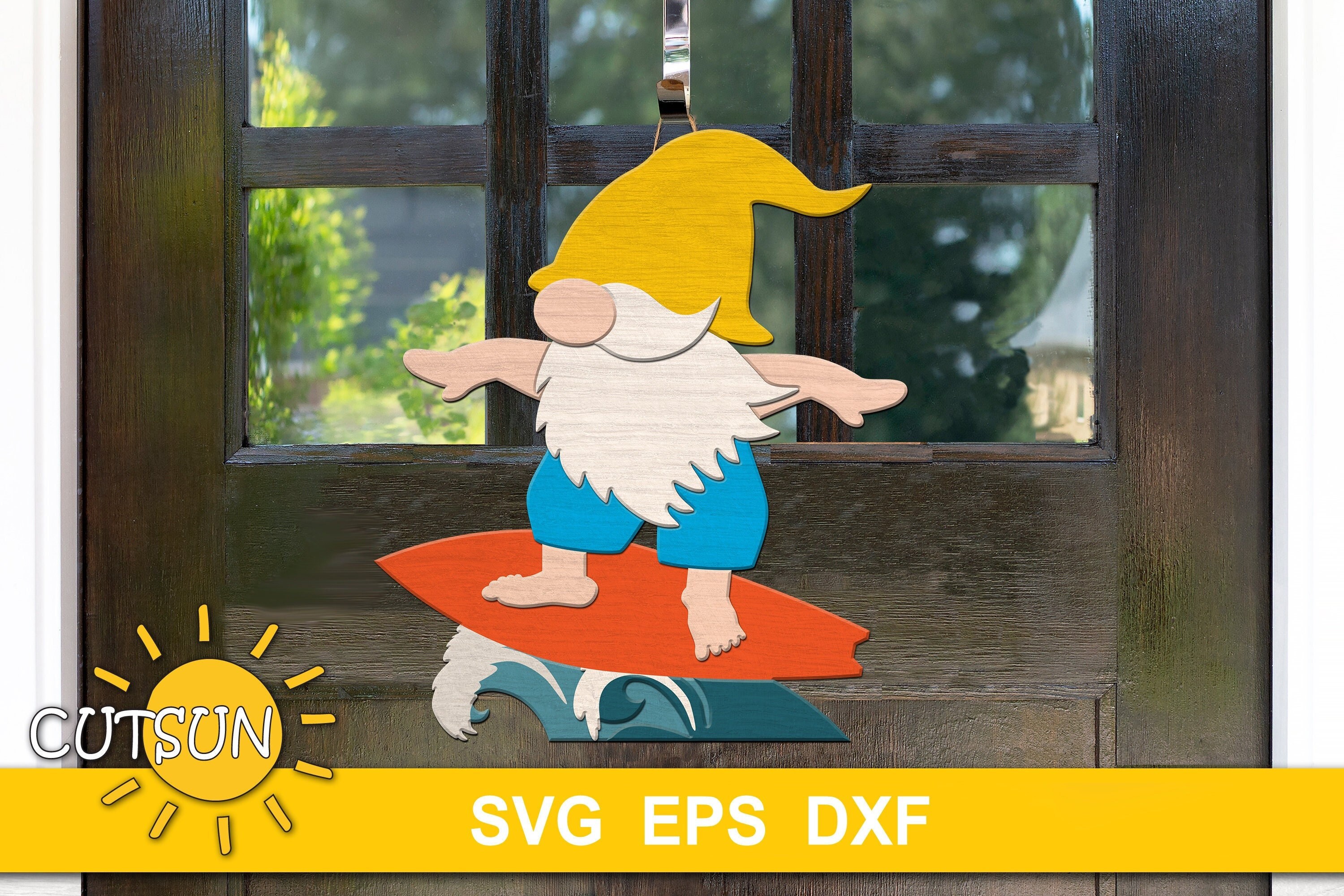 Beach Gnome Summer Door Hanger SVG | Surfboard & Surfing Gnome SVG ...