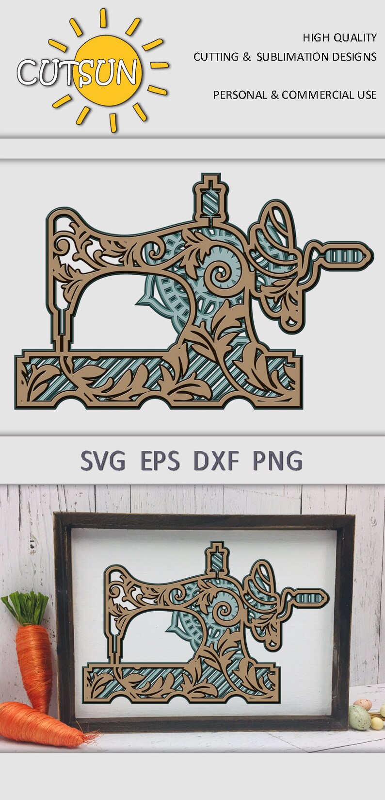 Download 3D Layered Sewing machine SVG 5 layers cut file 3D layered | Etsy
