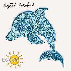 Layered Mandala Dolphin SVG | Ocean Home Decor Laser Cut File | Cricut SVG