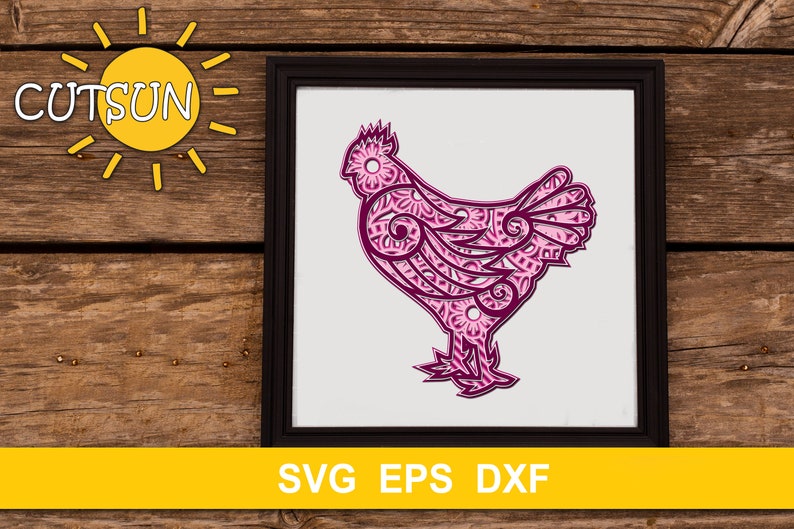 3D Chicken Layered Mandala SVG 5 layers cut file | Etsy