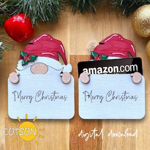 Weihnachten Gnome Geschenkkartenhalter SVG Weihnachtskartenhalter SVG Weihnachtsmann Gnome svg Kartenhalter Laserschnittdatei Glowforge SVG