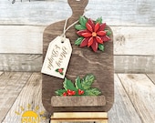 Christmas Poinsettia Interchangeable Cutting Board Decor SVG | Merry and Bright Shelf Decor | Laser Cut File