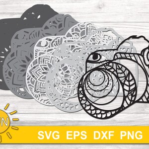 3D Layered Photo Camera Mandala SVG | 5 Layer Laser Cut File ...