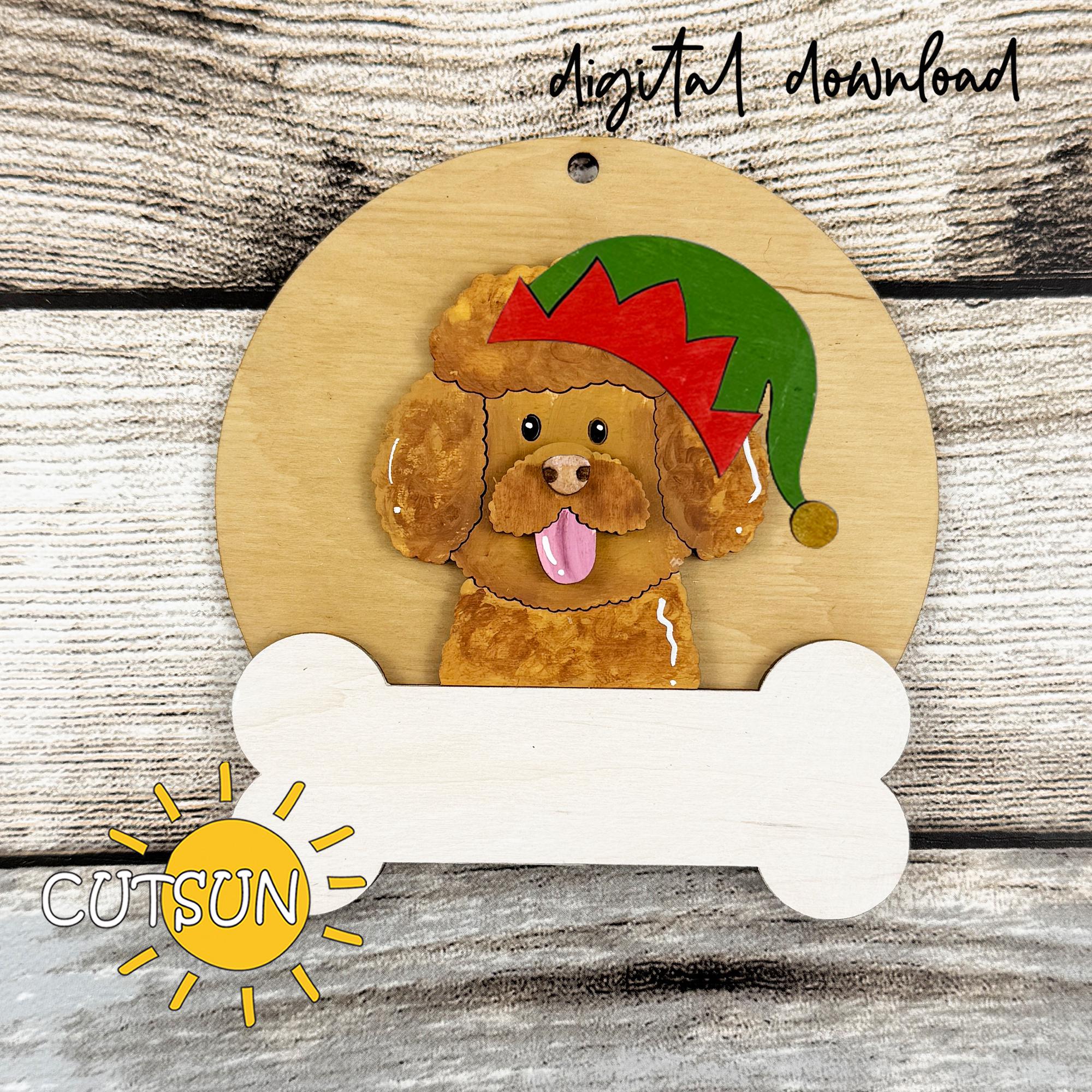 Poodle Ornament SVG | Layered Dog Christmas Ornament Bundle