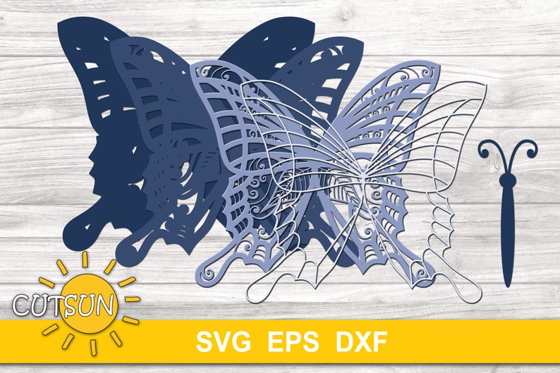 Download Cricut Silhouette Glowforge Svg Commercial Use 3d Layered Mandala Butterfly Svg 5 Layers Cut File Clip Art Art Collectibles