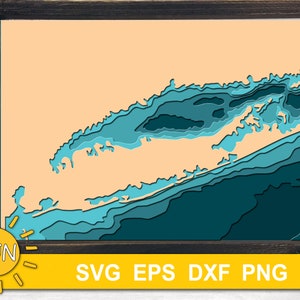 Gelaagde Connecticut kust en Long Island geluidskaart SVG EPS DXF-7 lagen | Cricut | Silhouet | Glowforge | Lasersnijders