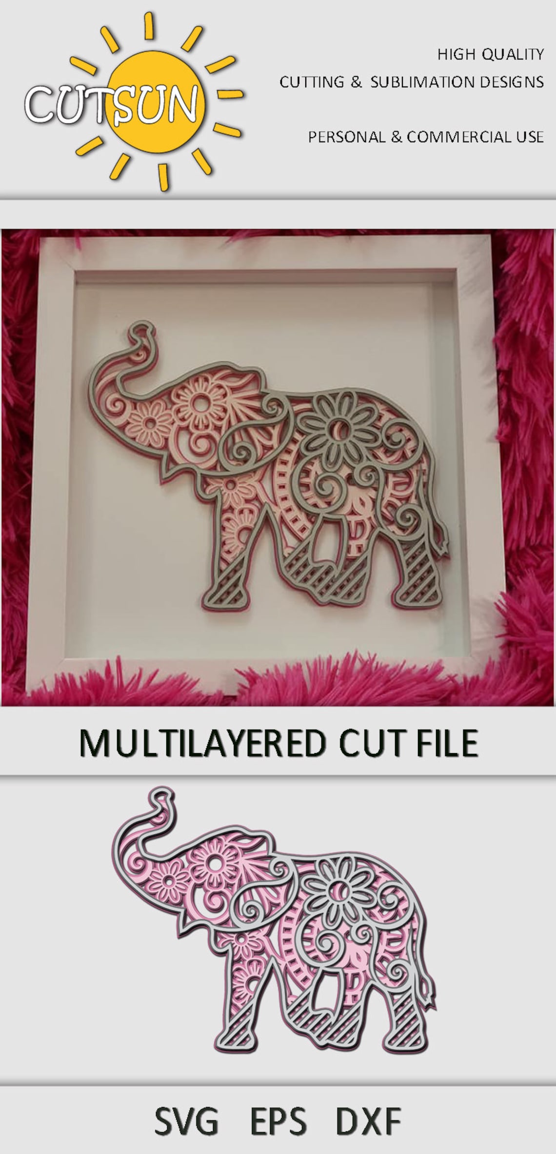 Free Free 97 Layered Elephant Mandala SVG PNG EPS DXF File