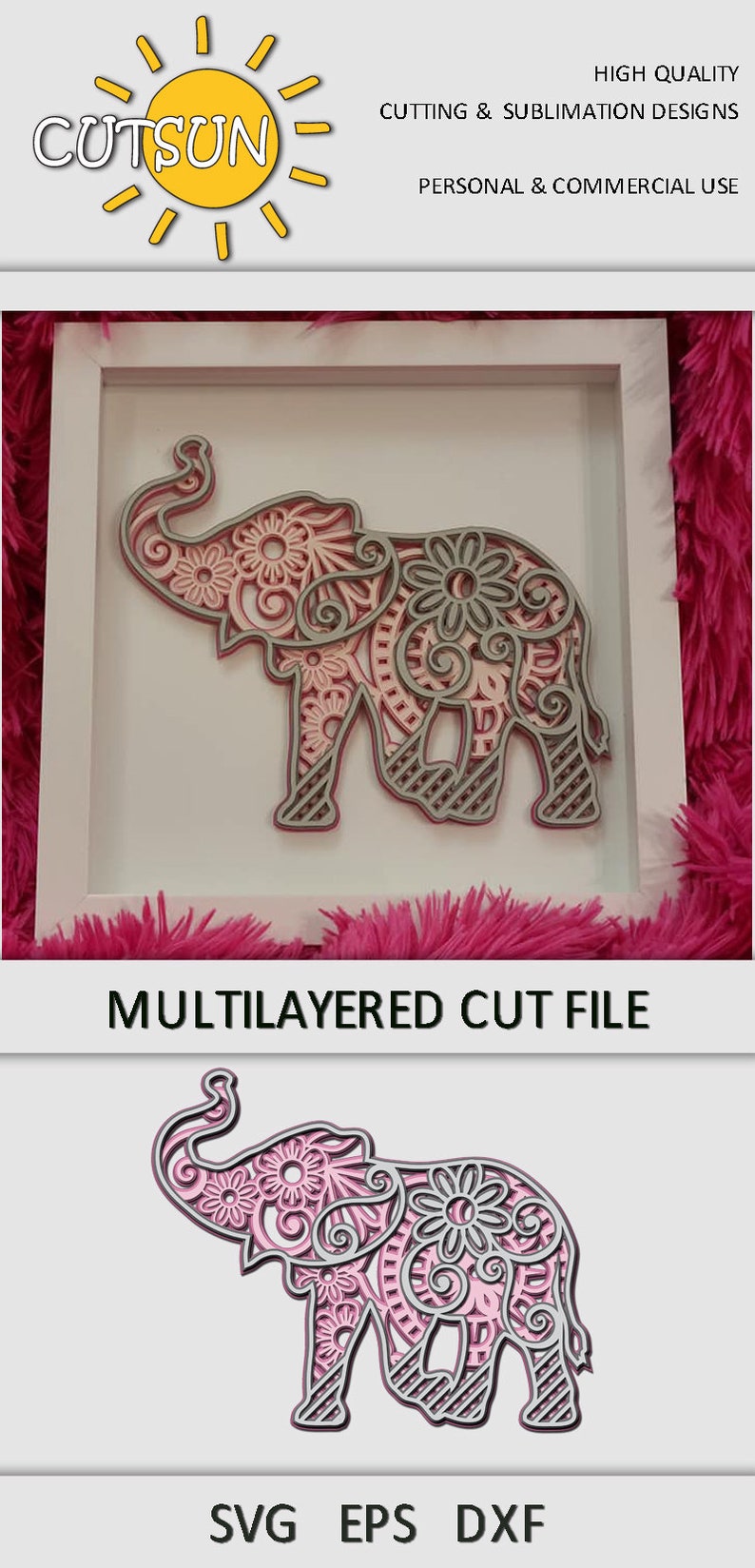 Download 3D Elephant 3D Mandala Svg - Layered SVG Cut File - Of The ...