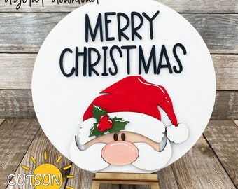 Frohe Weihnachten Türschild SVG | Weihnachtsmann Willkommensschild | Weihnachtstür Dekor Laser Cut Datei