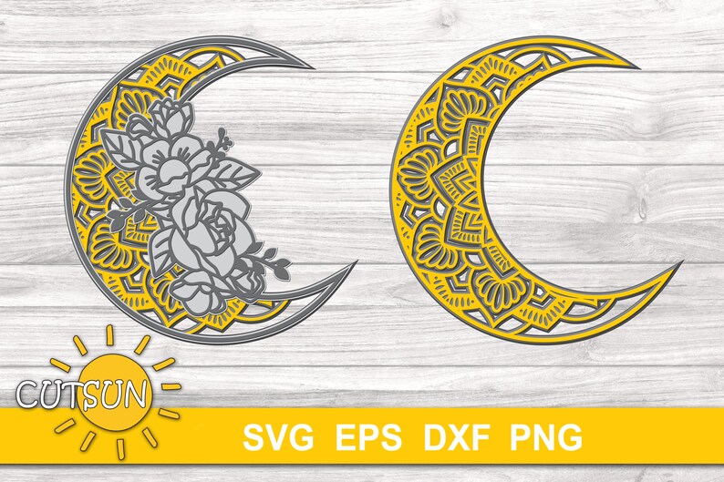 Download 3D layered Mandala Moon SVG 3d Layered Floral mandala Moon ...