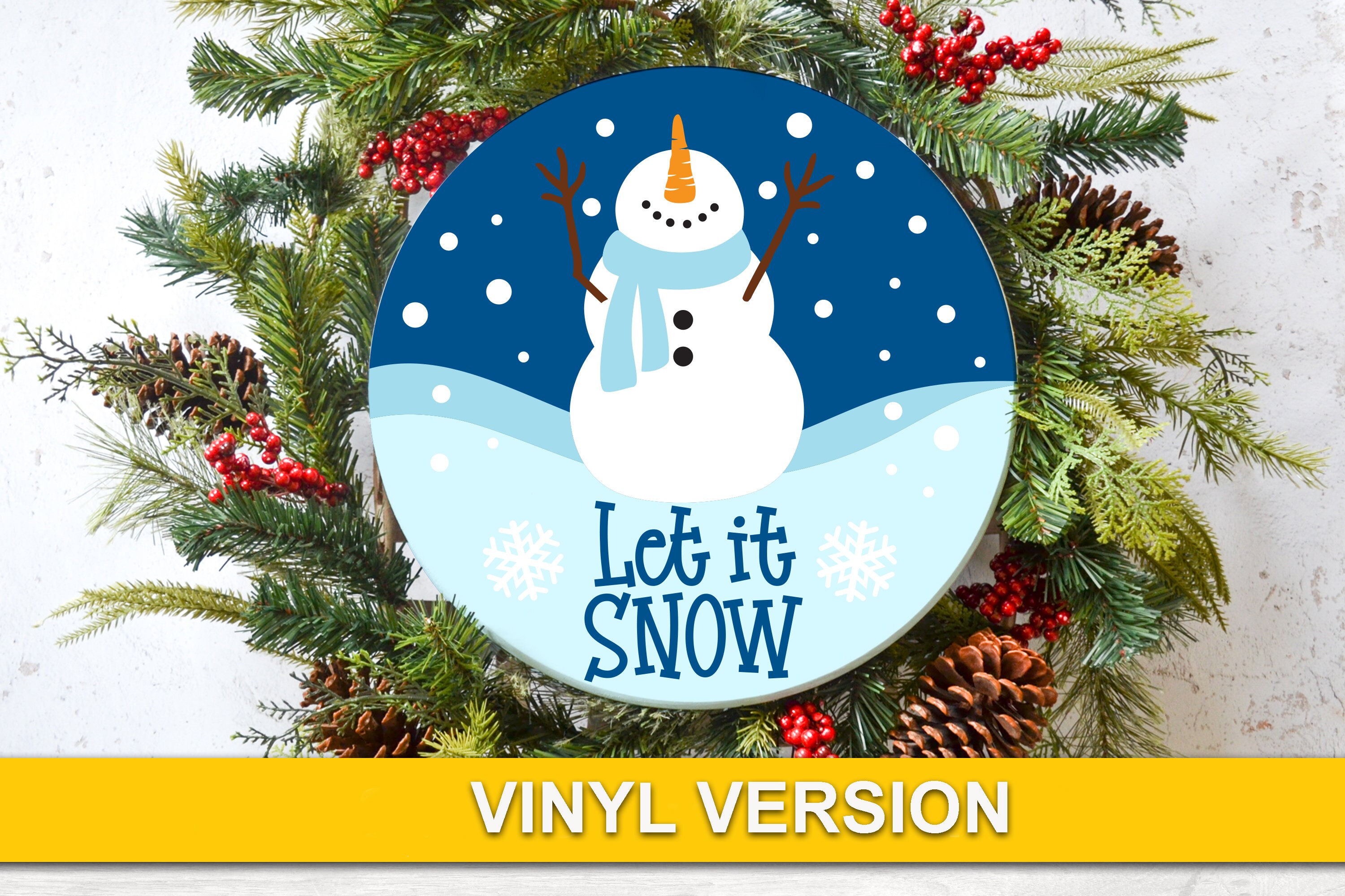 Snowman Door Hanger SVG | Let It Snow Winter Door Sign | Christmas ...