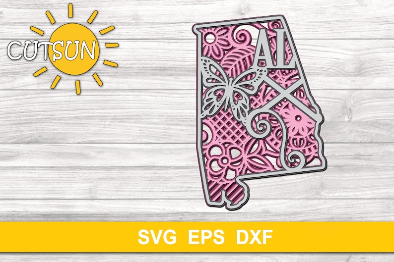 Download Layered 3D Mandala Alabama state SVG 5 layers | Etsy