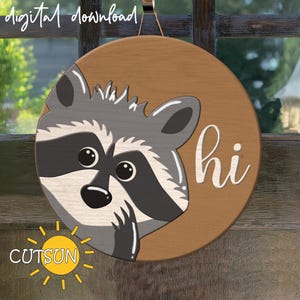 Wasbeer deurhanger SVG prullenbak panda deur teken svg wasbeer svg Glowforge svg lasergesneden bestand Cricut svg silhouet svg