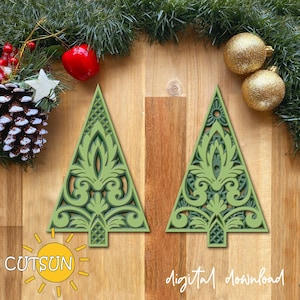 Christmas tree SVG 3D Layered - 5 layers cut file | Christmas tree multi layer SVG | Glowforge SVG