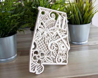 Layered 3D Mandala Alabama state SVG 5 layers | 3D layered DXF laser cut | Glowforge SVG | Commercial use Glowforge | Cricut | Silhouette