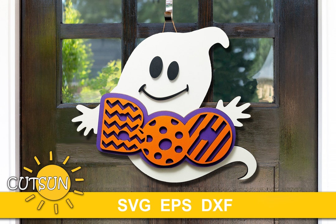 Halloween Door Hanger Svg Laser Cut Files Ghost Door Hanger - Etsy ...