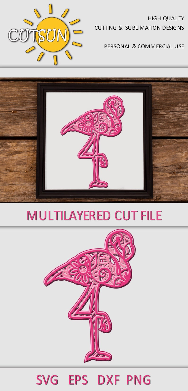 Download 3D Flamingo Layered Mandala SVG file | Etsy