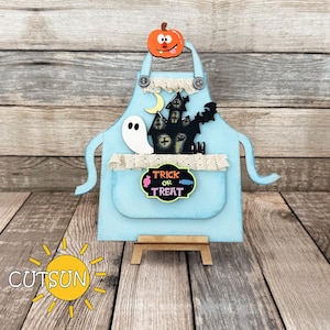 Halloween-add-on SVG voor verwisselbare schortplankoppas – spookhuis, spook, pompoen, Trick or Treat – lasergesneden digitaal bestand