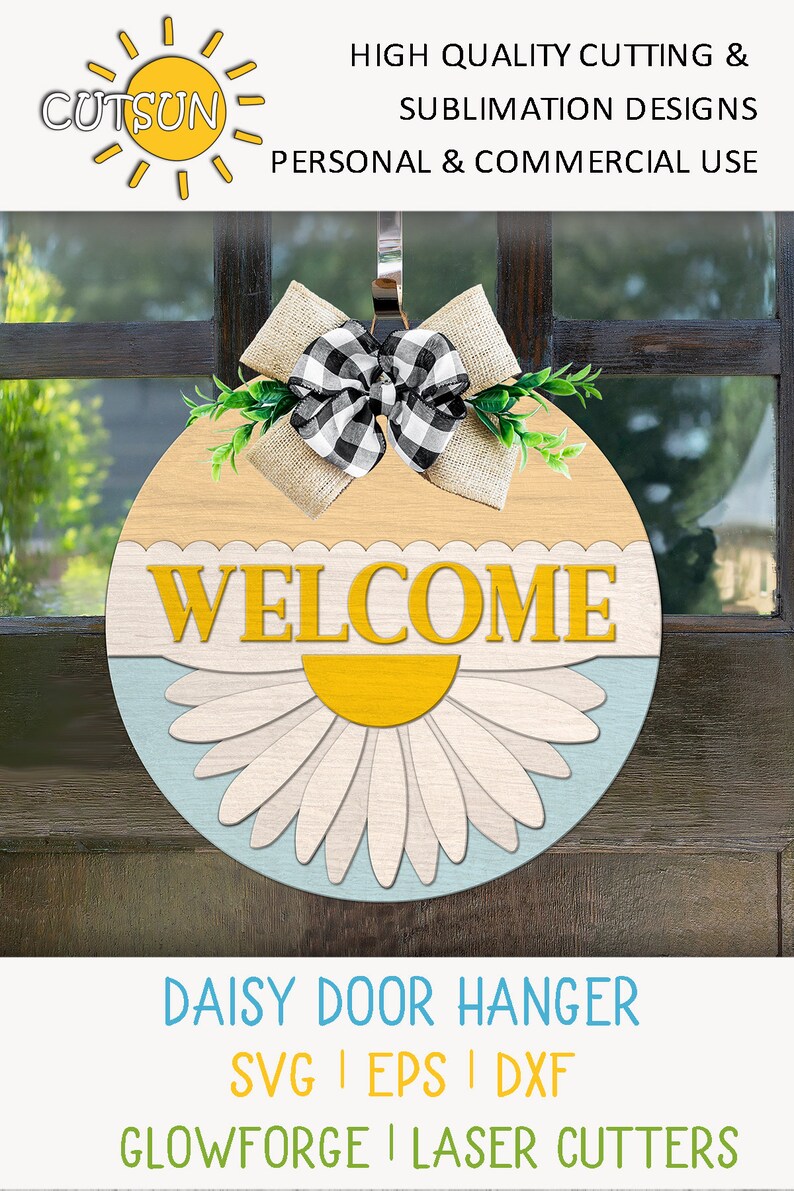 Summer Door Hanger SVG | Daisy Welcome Sign | Laser Cut File for ...