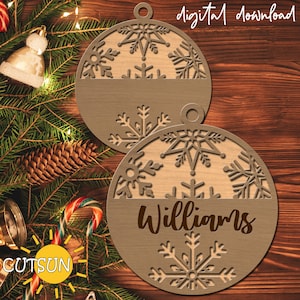 Snowflakes Ornament SVG Christmas ornament Custom ornament Snowflake svg Laser cut file