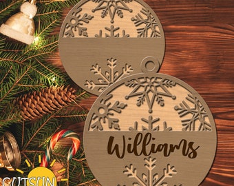 Snowflakes Ornament SVG | Christmas Ornament SVG | Custom Snowflake Ornament | Winter Holiday Decor | Laser Cut File