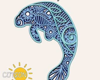 Layered Mandala Manatee SVG | Ocean Home Decor Laser Cut File | Cricut svg