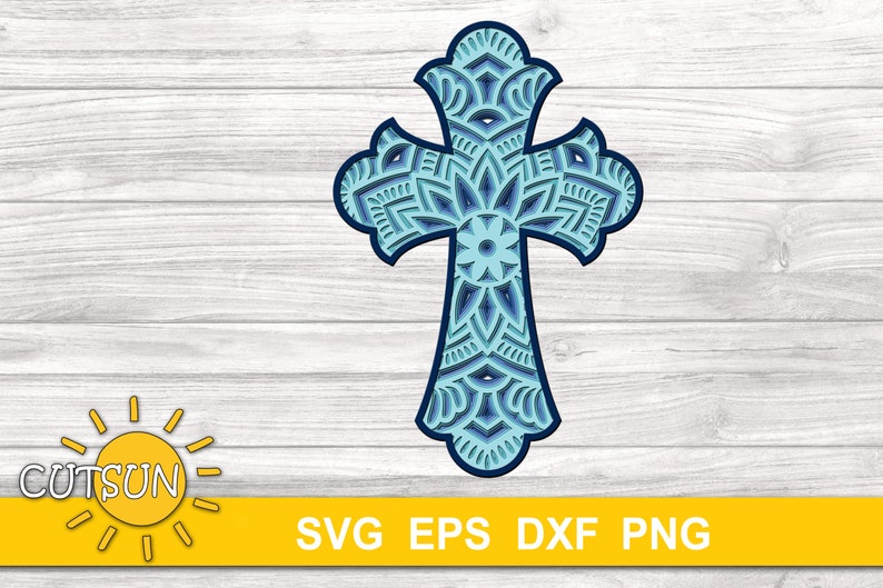Download Multilayered Mandala Cross Svg Glowforge Svg 3d Layered Mandala Cross Svg Clip Art Art Collectibles