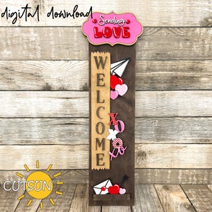 Valentinstag Veranda Zeichen SVG | Austauschbarer Windfang | Liebesbrief svg | Papierflieger svg | Liebe senden | Laser cut Datei
